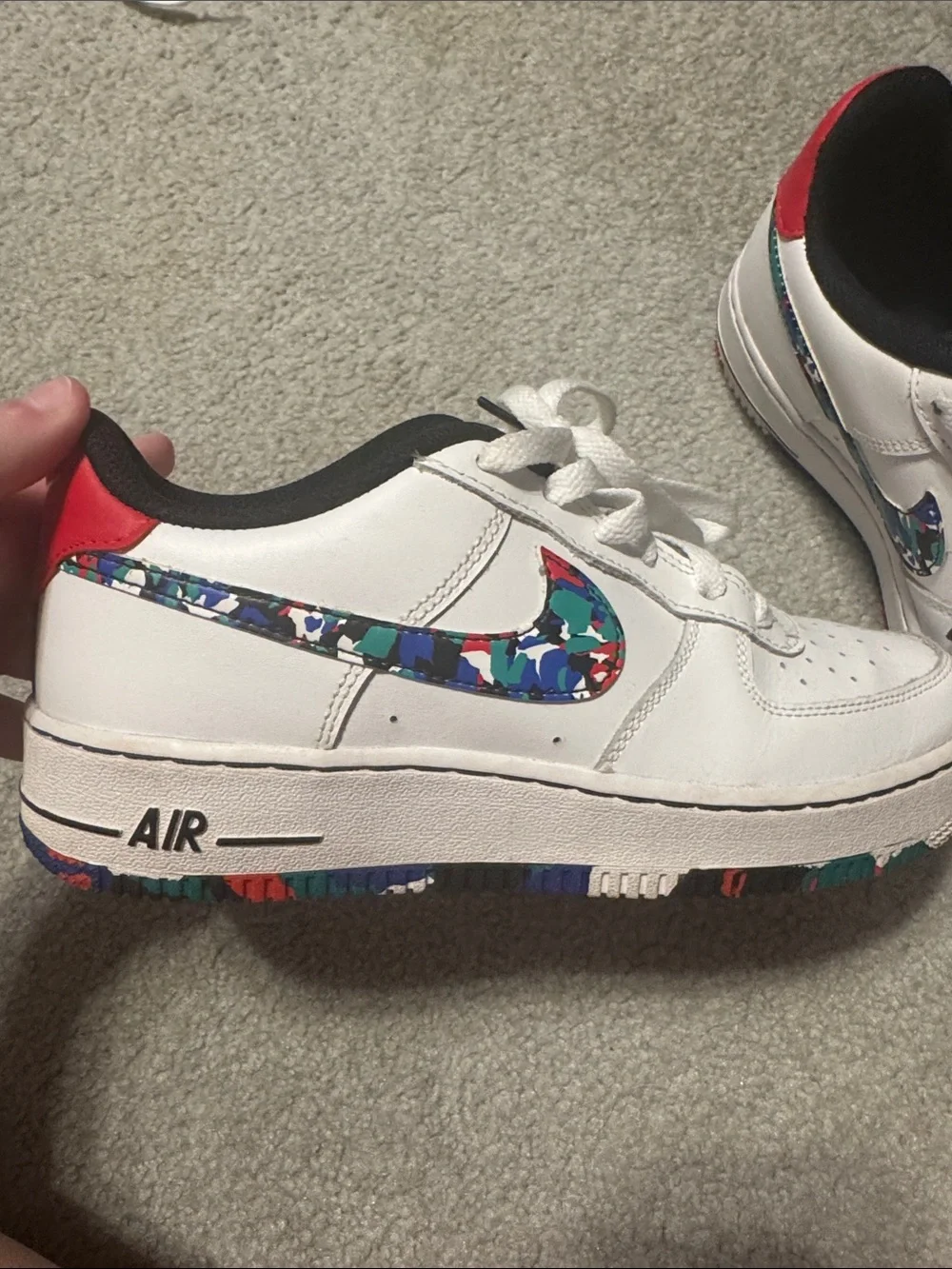 Nike Kids White Sneakers with Teal and Navy Accents